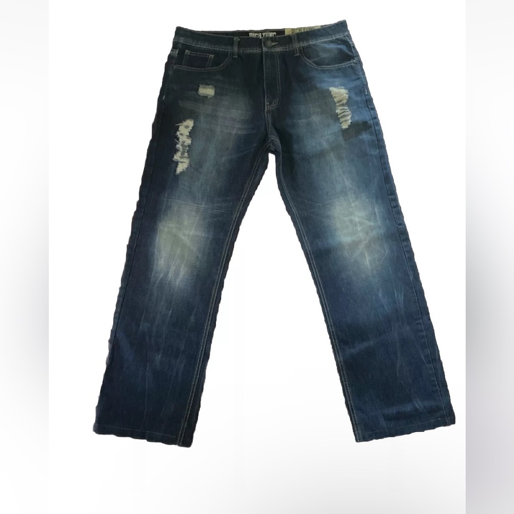Rich Yung LIVE YUNG DIED RICH Distressed Denim Jeans Size 36x31 (Altered)